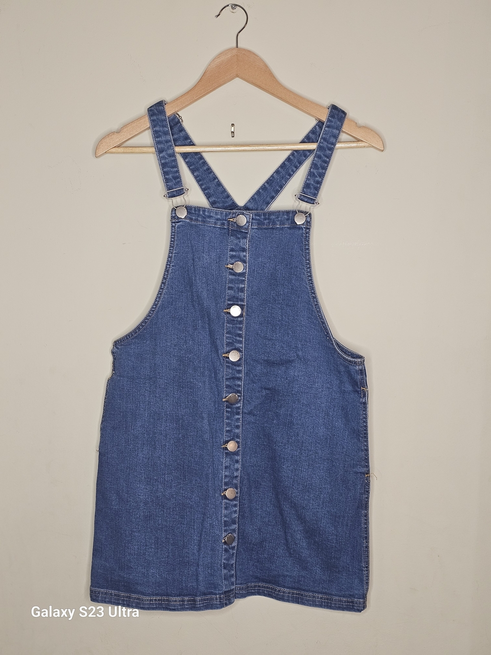 Button-Front Blue Denim Overall Dress - Women's Dress Overalls